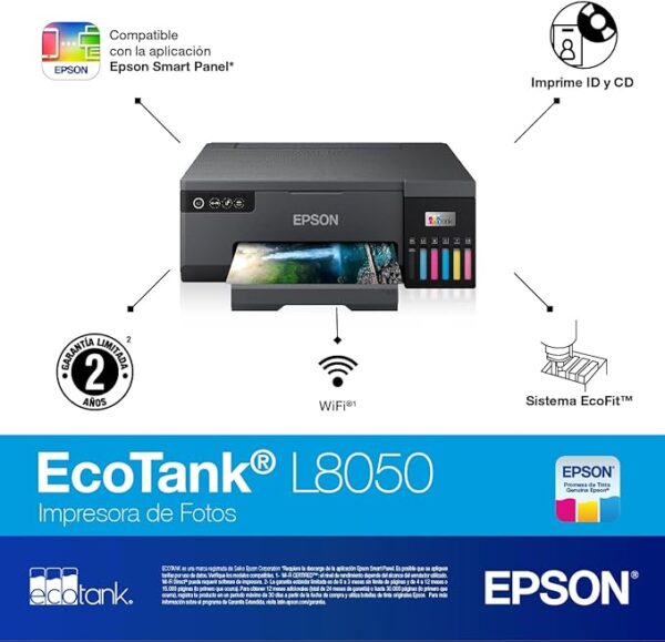 EPSON L8050 Printer | A4 Size 6 Color Wireless Colour Home Inkjet Printers (Including 6 Color Ink) | PVC Card Print | Multicolor [ WiFi ] [Photo Printer] [PVC Card Printer] [with USB Cable] - Image 6