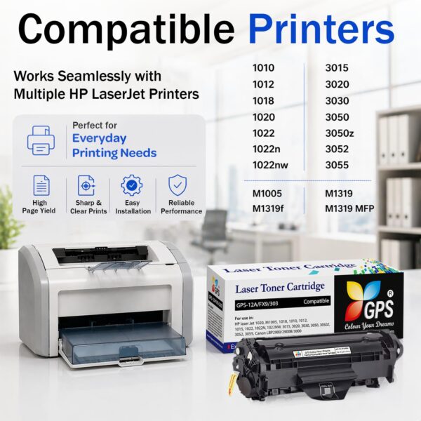 12A (Q2612A) Black Laser Toner Cartridge, Compatible for HP LaserJet 1010, 1012, 1018, 1020, 3050, M1005 MFP & Canon LBP 2900 Printers (1pcs) - Image 3