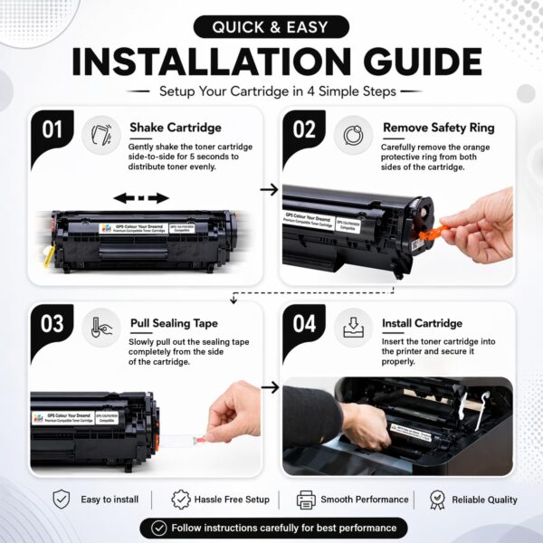 12A (Q2612A) Black Laser Toner Cartridge, Compatible for HP LaserJet 1010, 1012, 1018, 1020, 3050, M1005 MFP & Canon LBP 2900 Printers (1pcs) - Image 5